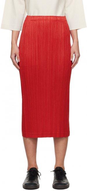Красная юбка-миди с более толстым низом 1 Pleats Please Issey Miyake