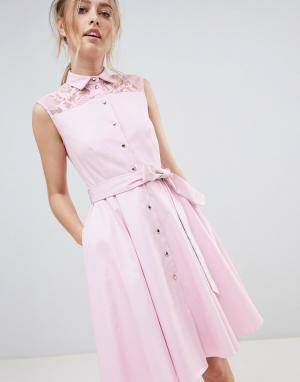 Платье-рубашка с принтом Closet London. Цвет: розовый