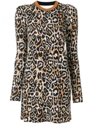 Леопардовое платье мини с длинными рукавами Nude. Цвет: многоцветный