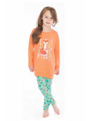 Пижама для девочек Juno. Цвет: оливковый, оранжевый