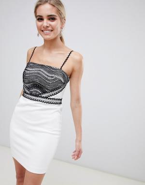 Платье мини с кружевом Dahlia-Белый Stylestalker