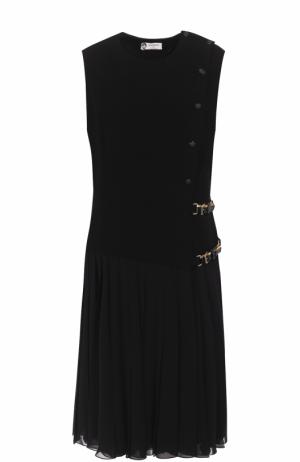 Приталенное платье-миди с юбкой в складку Lanvin. Цвет: черный