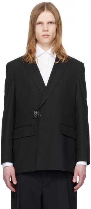Черный текстурированный пиджак Hugo