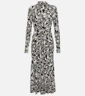 Платье миди из смесовой шерсти с принтом marquise, мультиколор Diane von Furstenberg
