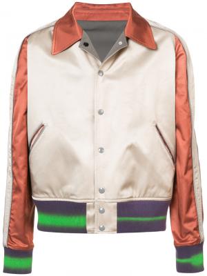 Сатиновая куртка-бомбер с классическим воротником Maison Margiela. Цвет: бежевый
