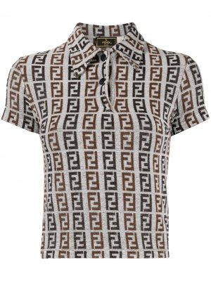 Рубашка поло 1990-х годов с узором Zucca Fendi Pre-Owned. Цвет: коричневый