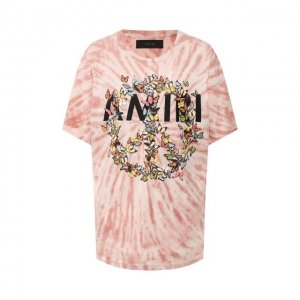 Хлопковая футболка Amiri. Цвет: розовый