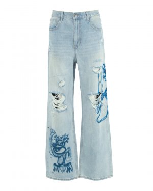 Широкие джинсы Dom Rebel. Цвет: голубой