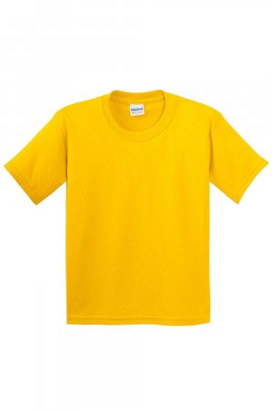 Молодежная футболка из плотного хлопка , желтый Gildan