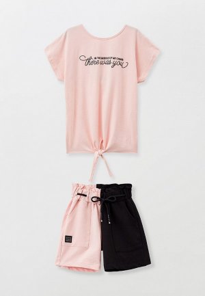 Футболка и шорты Dali. Цвет: розовый