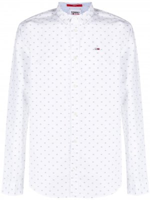Рубашка с длинными рукавами и логотипом Tommy Hilfiger. Цвет: белый