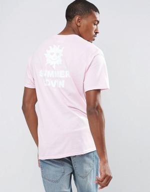 Свободная футболка с принтом Summer Lovin на спине OK-YO. Цвет: розовый