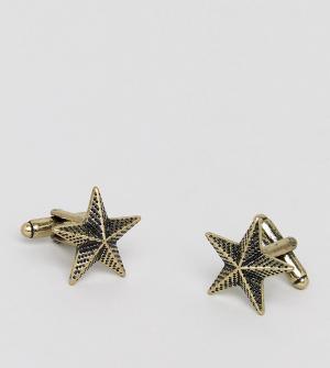 Запонки в форме звезды Inspired эксклюзивно для ASOS Reclaimed Vintage. Цвет: золотой