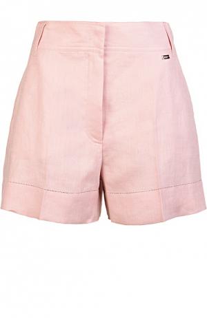 Льняные мини-шорты с перфорацией Escada Sport. Цвет: розовый