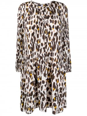 Плиссированное платье с леопардовым принтом Steffen Schraut. Цвет: нейтральные цвета