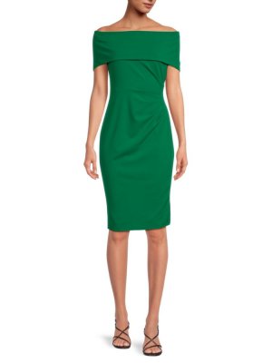 Платье-футляр миди с открытыми плечами , зеленый Marina