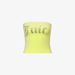 Велюровый топ узкого кроя, украшенный стразами , цвет butterfly481 Juicy Couture