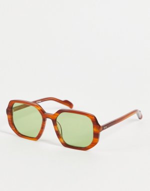 Женские солнцезащитные очки в прямоугольной черепаховой оправе с матовым эффектом и зелеными линзами Cut Twenty Nine-Коричневый цвет Spitfire