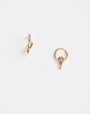 Золотистые серьги-кольца с подвесками -Золотой Icon Brand