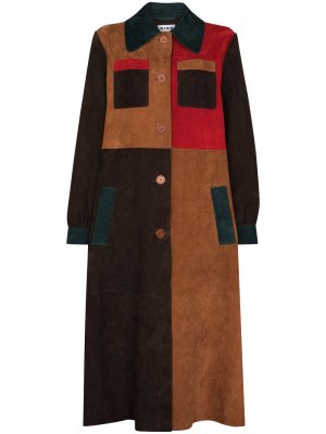 Однобортное пальто Milly в стиле колор-блок Rixo. Цвет: коричневый