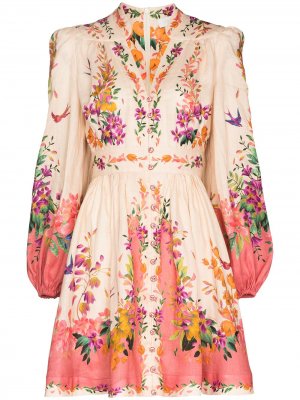 Платье мини Tropicana с цветочным принтом ZIMMERMANN. Цвет: розовый