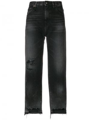 Укороченные джинсы с эффектом варенки и прорванными деталями R13. Цвет: черный