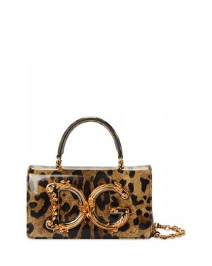 Сумка DG Girls с леопардовым принтом и верхней ручкой , цвет Tan/Beige Dolce & Gabbana