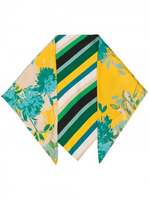 Полосатый платок с цветочным принтом Gianluca Capannolo. Цвет: зеленый