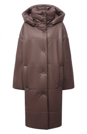 Утепленная куртка из экокожи Nanushka. Цвет: коричневый
