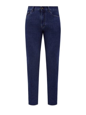 Окрашенные вручную джинсы с волокнами кашемира CANALI. Цвет: синий