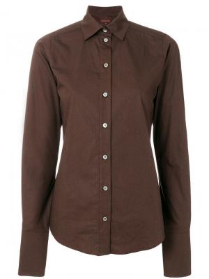 Классическая облегающая рубашка Romeo Gigli Pre-Owned. Цвет: коричневый
