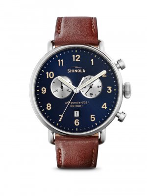 Часы с хронографом Canfield Sunray Dial кожаным ремешком , коричневый Shinola