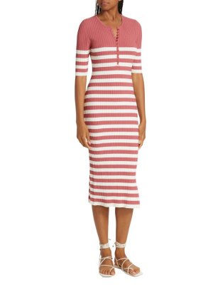 Полосатое платье-миди в рубчик , цвет Amaranth Stripe Altuzarra