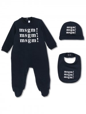 Пижама с логотипом Msgm Kids. Цвет: синий
