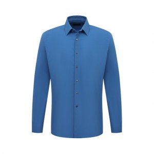 Хлопковая рубашка Prada. Цвет: синий