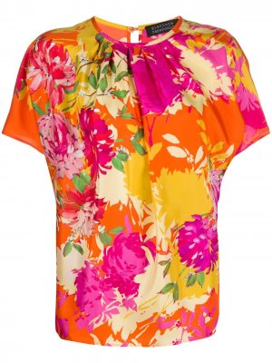 Блузка с цветочным принтом и круглым вырезом Gianluca Capannolo. Цвет: оранжевый