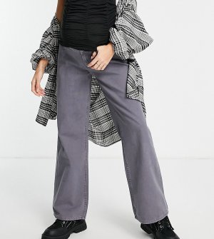 Серые выбеленные брюки мужского силуэта с широкими штанинами ASOS DESIGN Maternity-Серый Maternity