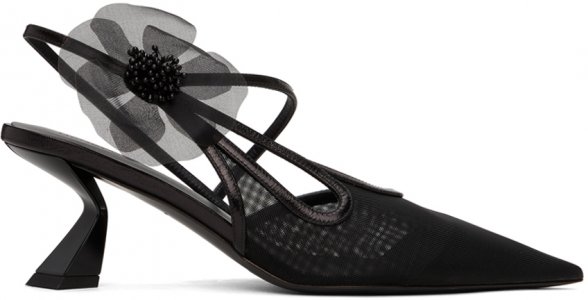 Черные туфли на каблуке из тюля с пяткой пятке Nensi Dojaka