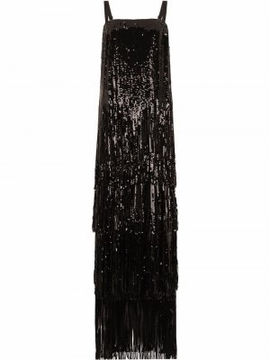 Вечернее платье с бахромой Dolce & Gabbana. Цвет: черный