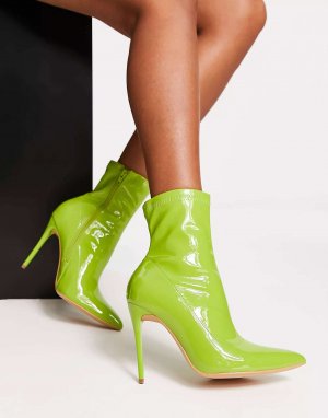 Зеленые лакированные ботинки-носки на шпильке для Хэллоуина Truffle Collection