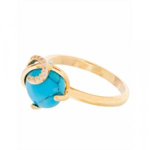 Кольцо помолвочное , бирюза, размер 18, синий Lotus Jewelry. Цвет: синий