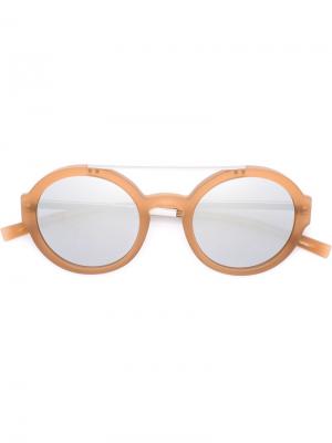 Солнцезащитные очки с круглой оправой Jil Sander. Цвет: коричневый