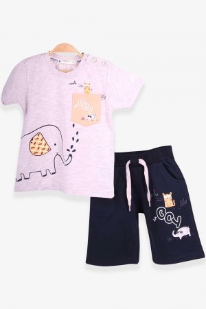 Костюм-шорты для мальчика с принтом слонов, бежевый меланж (1,5–5 лет) Breeze