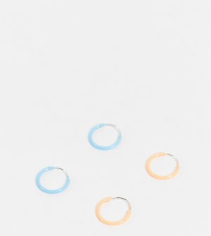 Набор из 2 пар серег-колец стерлингового серебра с эмалевым покрытием ярких цветов -Разноцветный Kingsley Ryan