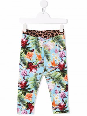 Tropical-print leggings Philipp Plein Junior. Цвет: синий