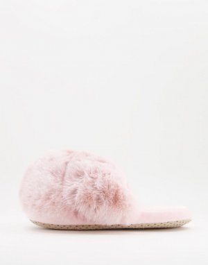 Однотонные розовые слиперы из искусственного меха с куполообразным носком -Розовый цвет Loungeable