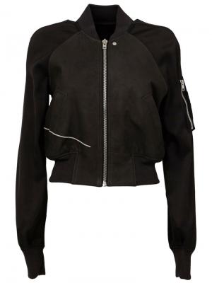 Куртка-бомбер с кожаными панелями Rick Owens. Цвет: чёрный