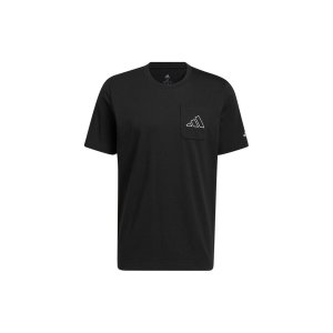 Logo Print Solid Crew Neck Short Sleeve T-Shirt Men Tops Black HI5546 Adidas