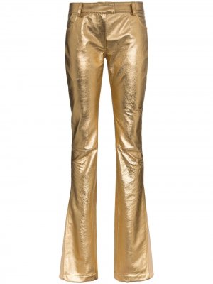 Расклешенные брюки с эффектом металлик Ronald Van Der Kemp. Цвет: золотистый