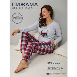 Пижама , размер 54, красный, серый Алтекс. Цвет: синий/серый/красный